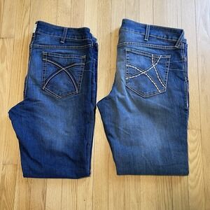 Lot 2 Ariat Real Denim Women's Mid Rise Boot Cut Stretch Jeans Thick Size 34R